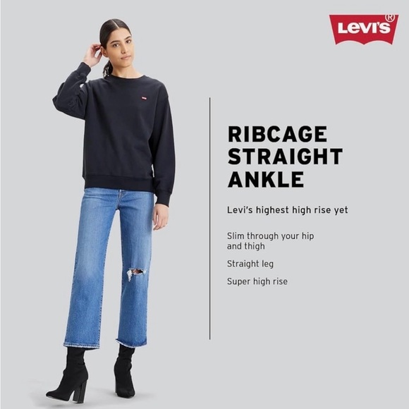 Levi's Ribcage Straight Ankle Women's Jeans | Size 27 | Black Rinse - Picture 3 of 14